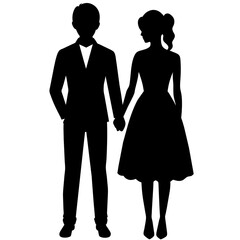Silhouette illustration of a realistic young couple standing side by side.