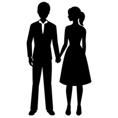 Silhouette illustration of a realistic young couple standing side by side.