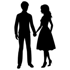 Silhouette illustration of a realistic young couple standing side by side.