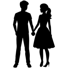 Silhouette illustration of a realistic young couple standing side by side.