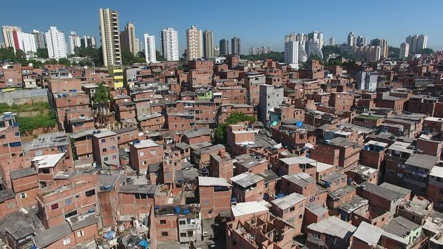 Aerial view of Parais&oacute;polis Favela - S&atilde;o Paulo, Brazil