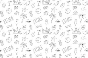 Summer seamless pattern with transparent background