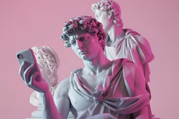 Sculpted Statue of a Digital-Age Influencer Sharing Motivational Message