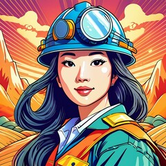 Miner in pop art style