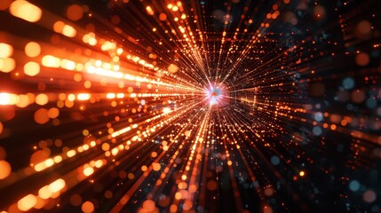 Naklejka premium abstract digital technology concept with glowing particles and wireframe elements futuristic background digital art