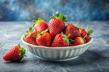 Bowl of Fresh Strawberries on a Marble Surface