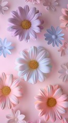 3D clay cute flowers phone wallpaper pastel colors minimalistic Clay Flowers Concept
