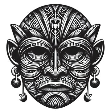 recommend clip art: ai-generated item, rare, odd, high, a graphic of a tribal mask with detailed carvings and cultural significance, close up, isolated o
