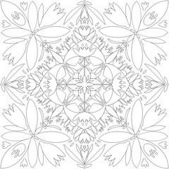 thin outline black mandala for coloring