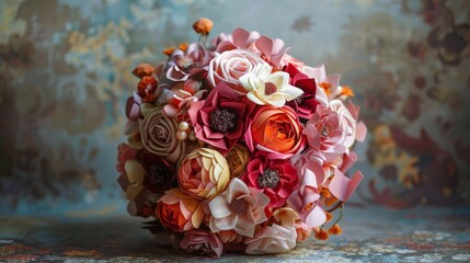 Lovely and Colorful Baroque Style Flower Bouquet for Luxury Wedding Invitation