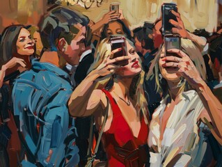 Obraz premium Taking selfies â€“ while on vacation, at an event or out at a concert or dinner. 