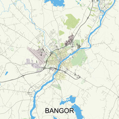 Bangor, Maine, USA map poster art