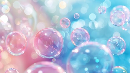 Colorful bubbles floating in the air with a beautiful blurred background.