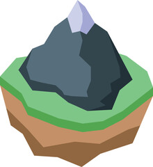 Vector graphic illustration of a stylized mountain on a floating island, perfect for digital design elements