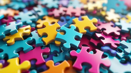colorful jigsaw puzzle pieces symbolizing teamwork and collaboration business concept 3d illustration