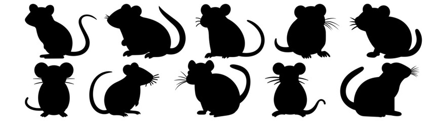 Mouse rat silhouette set vector design big pack of illustration and icon