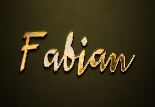 Old gold text effect of German name Fabian with 3D glossy style Mockup.