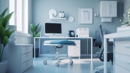 Modern doctor's office with medical equipment.