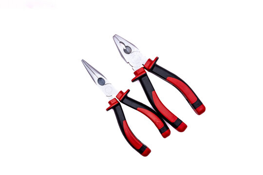 red and black pliers on white background clip art preview