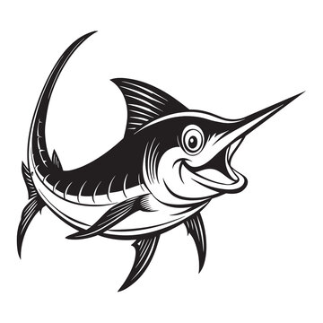 recommend clip art:  blue marlin black and white vector