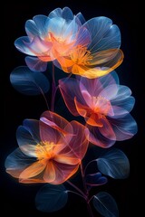 Bunch of Flowers on Black Background