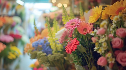 Colorful Bouquets, Fresh Assorted Flowers, Florist's Shop.