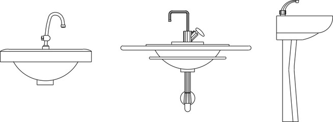 Vector illustration sketch design drawing of monoblock bathroom accessories sink for hand washing
