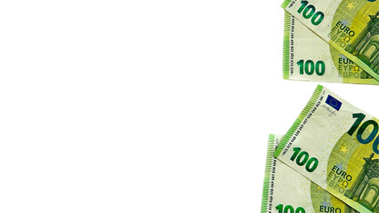 100 euro banknotes isolated on white