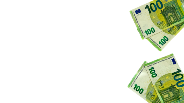 100 euro banknotes isolated on white