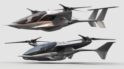 A sidebyside comparison of two eVTOL models one made with traditional materials and the other with sustainable alternatives clearly showing the difference in weight and environmental