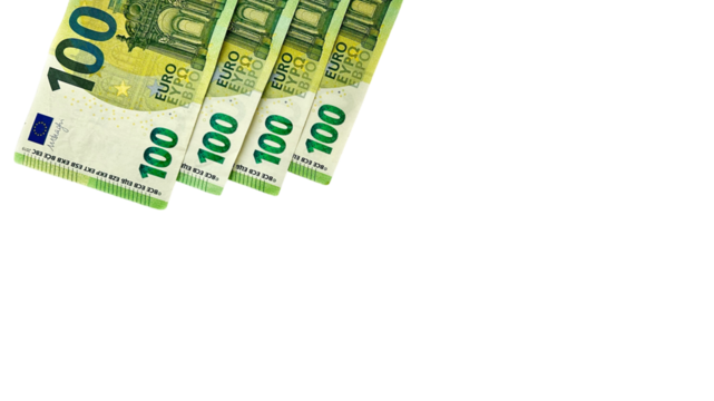 100 euro banknotes isolated on white