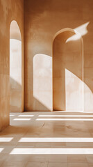 Beige Walls and Windows: Middle Eastern Minimalist Architecture with Dramatic Shadows