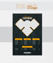 Food Menu Design, Burger Restaurant vector menu, Menu design