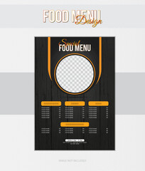 Food Menu Design, Burger Restaurant vector menu, Menu design