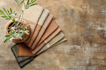 Earth Toned Cotton Swatch Card with Central Rectangular Space for Text