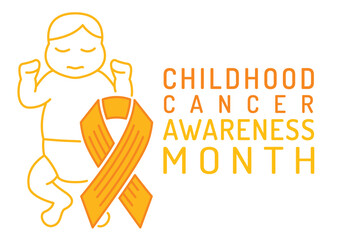 Childhood cancer, tumor in kids international month. Landscape poster.