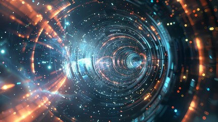 Obraz premium futuristic space time tunnel concept ai generated 3d illustration