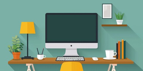 Computer Monitor on Wooden Desk