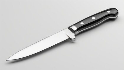Fototapeta premium Knife With Black Handle on White Surface