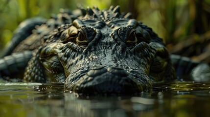 Fototapeta premium Large crocodile in the water. Selective focus.
