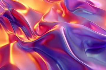 Fototapeta premium A colorful, flowing piece of fabric with a warm, glowing effect