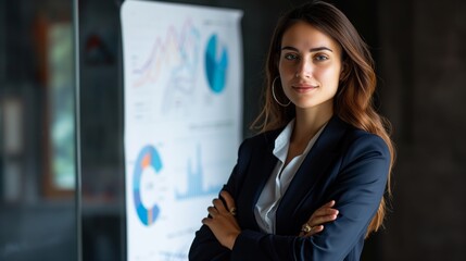 Businesswoman with Data Analysis Charts.