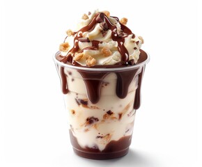 Delicious Cup of Ice Cream With Chocolate Sauce and Nuts