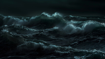 Fototapeta premium Midnight Tide: Capturing the Rush of Night Waves. Generative AI