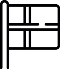 Simplistic graphic representation of a flag in a bold black and white silhouette