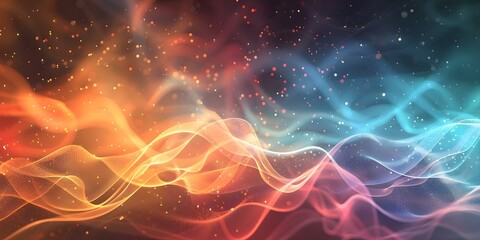 Creating Abstract Music Visualization with Glowing Particles and Dynamic Sound Waves. Concept Abstract Art, Music Visualization, Glowing Particles, Dynamic Sound Waves, Creative Design