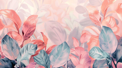 Beautiful Foliage in Pastel Colours. Contemporary Design Background 