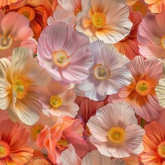 Fototapeta premium Seamless beautiful flower pattern with colorful background-illustration. High quality photo
