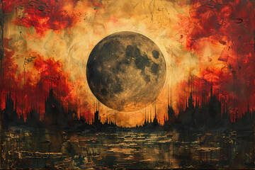 sparse painting of a solar eclipse, --ar 3:2 --stylize 750
