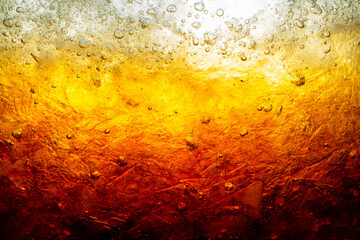 Macro cola background and bubbles,Cola with Ice. Food background